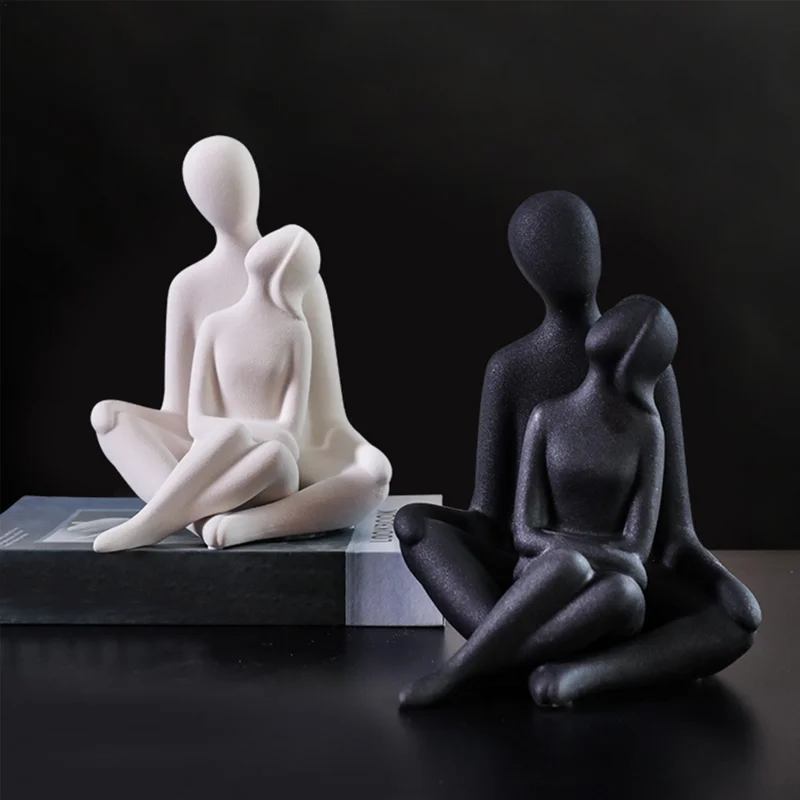 

Абстрактная статуя любовника, креативные современные керамические парные статуи, скульптура для обнимания пары, романтическая фигурка для украшения стола дома