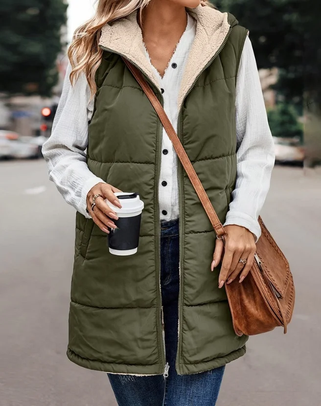 New Women's 2023 Hot Sale Casual Fashion Zipper Design Hooded Long Down Vest In Stock
New Women's 2023 Hot Sale Casual Fashion Zipper Design Hooded Long Down Vest In Stock