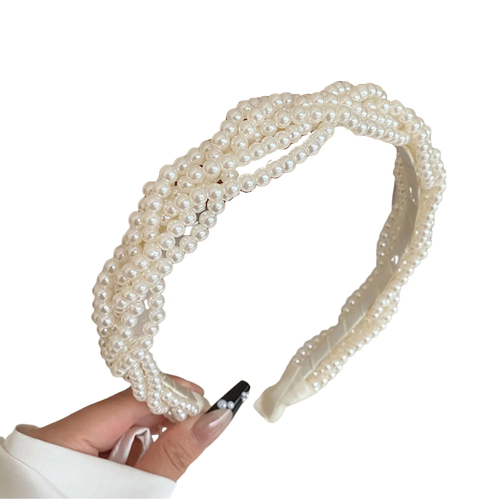 

Pearl Bride Wedding Hairbands Full Pearls Light Luxurious Hair Jewelry for Gown Dress Hairstyle Making Tool