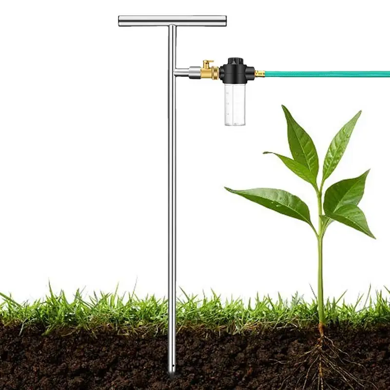 

Root Feeder Stainless Steel Root Feed Tool with Fertilizer Bottle Root Waterer Root Irrigator with T-Handle Valve Tree Watering