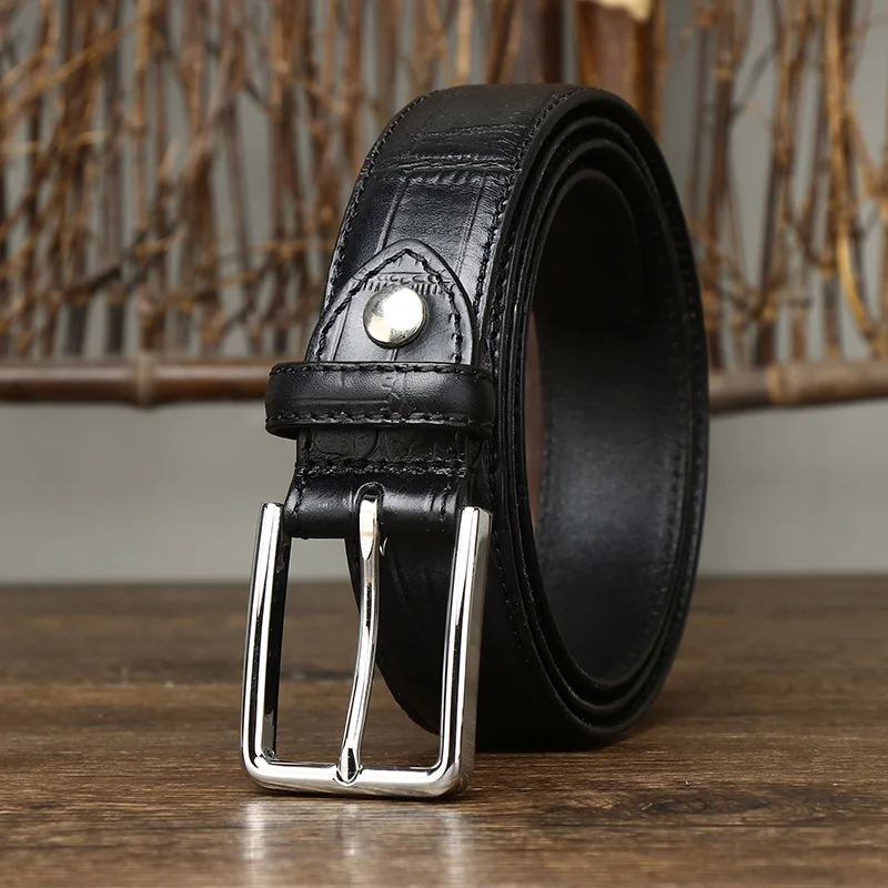 

3.5CM High Quality Genuine Leather Belts for Men Brand Strap Male Pin Buckle Emboss Designer Cowboy Jeans Belt Cintos