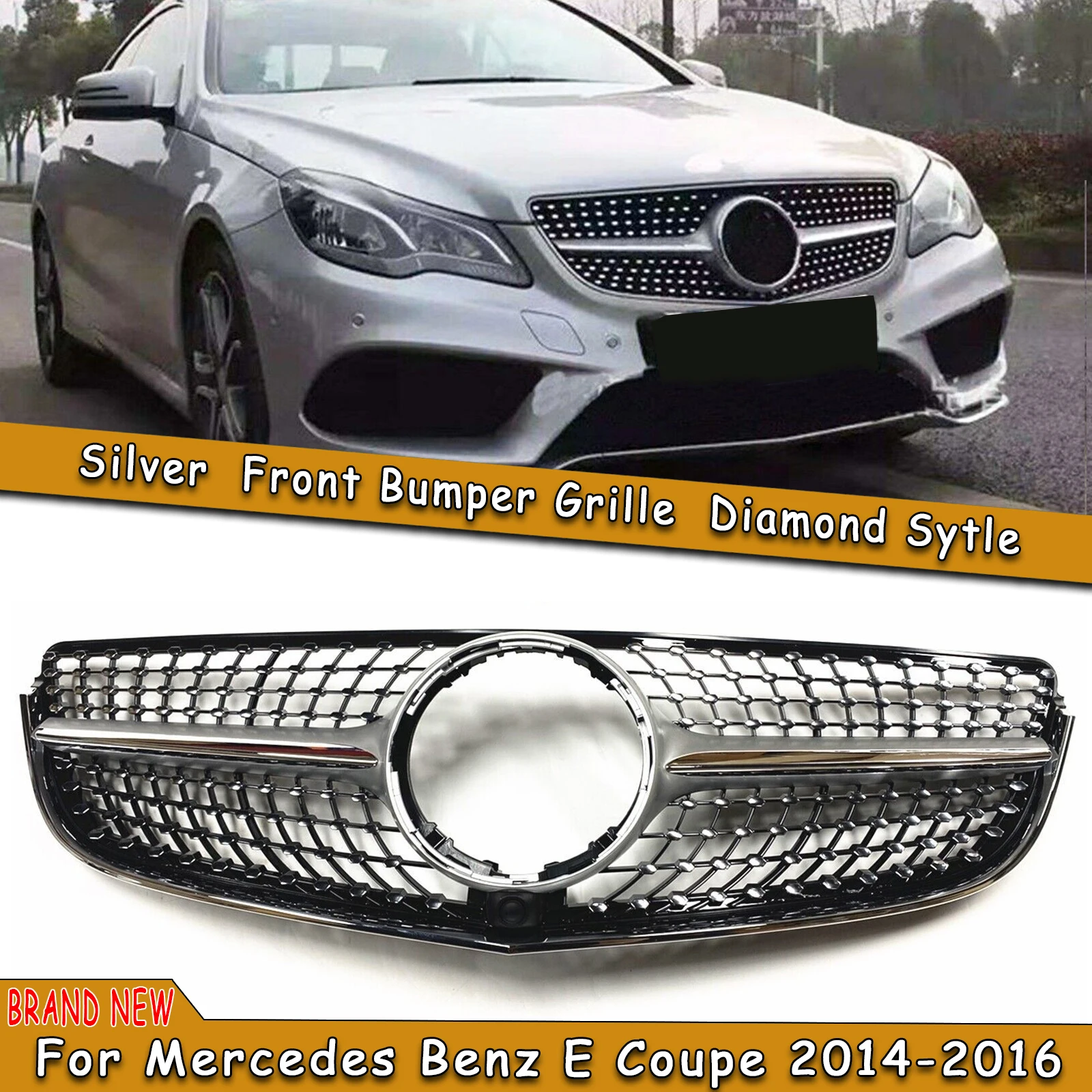 

Car Upper Grille Grill Front Bumper Hood Mesh Auto Accessories For Mercedes Benz E Coupe C207 A207 W207 2014 2015 2016 2017