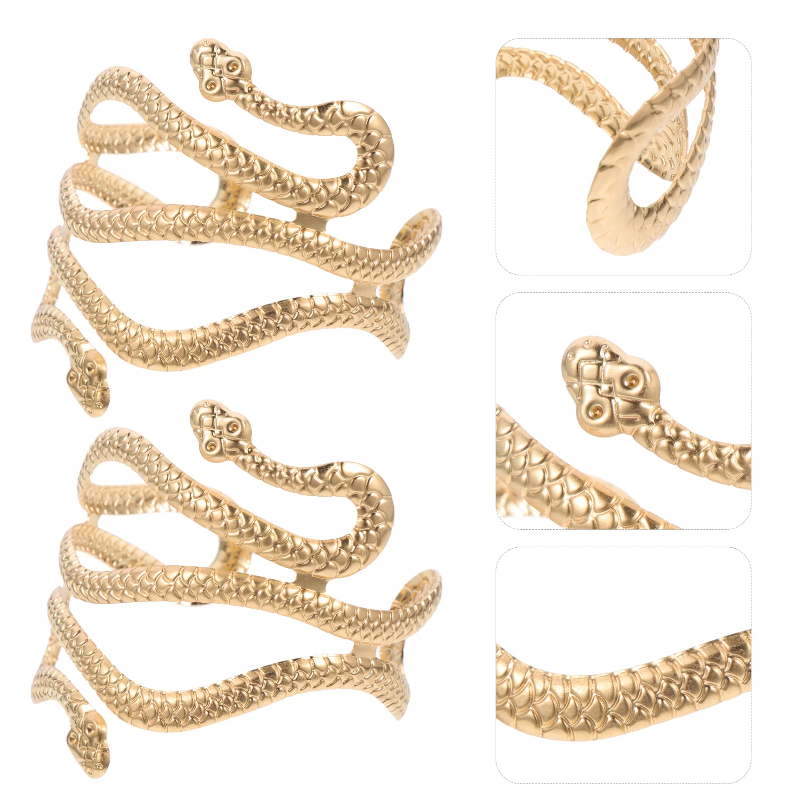 

2 Pcs Snake Armband Bracelets Cuff Bangle Adjustable Upper Alloy Jewelry Open Armlet