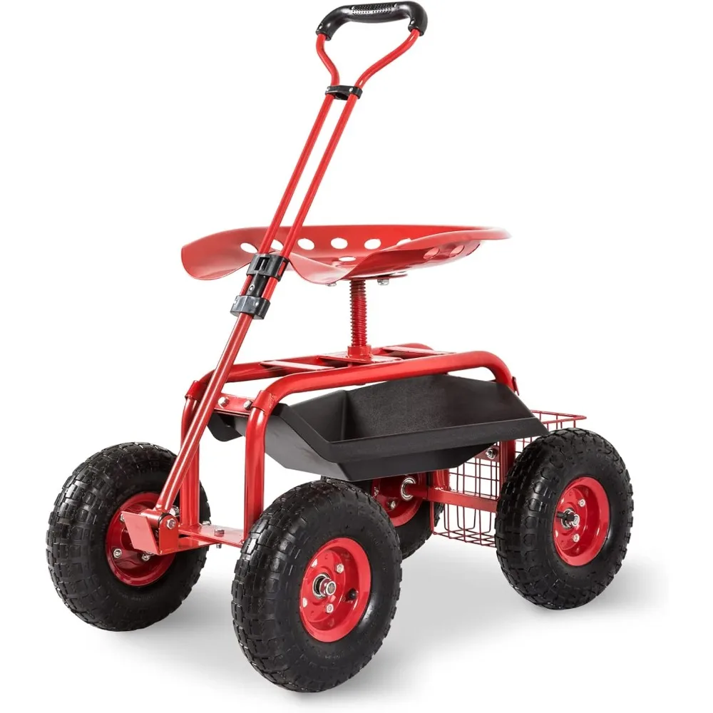 Gardening Workseat - Rolling Garden Cart Work Seat w/360 Degree Swivel Adjustable Seat, Storage Basket, Steering Handle
Gardening Workseat - Rolling Garden Cart Work Seat w/360 Degree Swivel Adjustable Seat, Storage Basket, Steering Handle