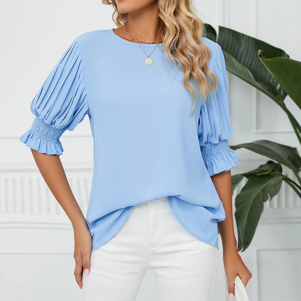 Half Puff Sleeve Chiffon Women T Shirt 2023 Summer New Solid Color Round Neck Ruffle Princess Sleeves Loose Chiffon Top Women
Half Puff Sleeve Chiffon Women T Shirt 2023 Summer New Solid Color Round Neck Ruffle Princess Sleeves Loose Chiffon Top Women