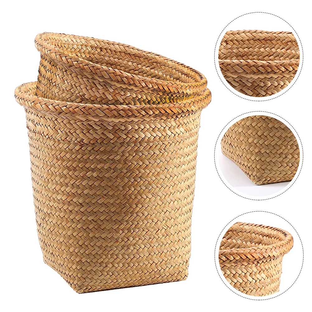 2 Pcs Storage Bins Small Trash Can Woven Basket Kitchen Draining Box Versatile Bucket Weaving Straw Toy Home Office
2 Pcs Storage Bins Small Trash Can Woven Basket Kitchen Draining Box Versatile Bucket Weaving Straw Toy Home Office