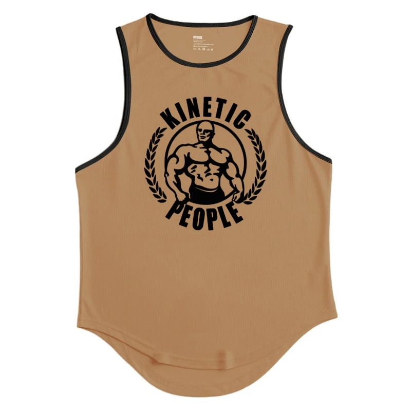 

Summer Gym Sleeveless Shirt Men Bodybuilding Tank Top Fitness Training Dacron Print Singlet Stringer Undershirt Male Casual Vest