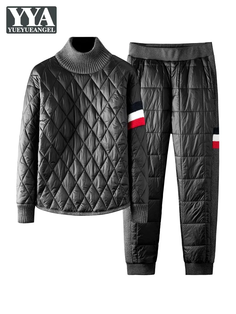 Men Down Cotton Sweatshirt Set Winter Warm Thick Pullover Parkas Knitting Splice Elastic Waist Pants Two Pieces Set
Men Down Cotton Sweatshirt Set Winter Warm Thick Pullover Parkas Knitting Splice Elastic Waist Pants Two Pieces Set