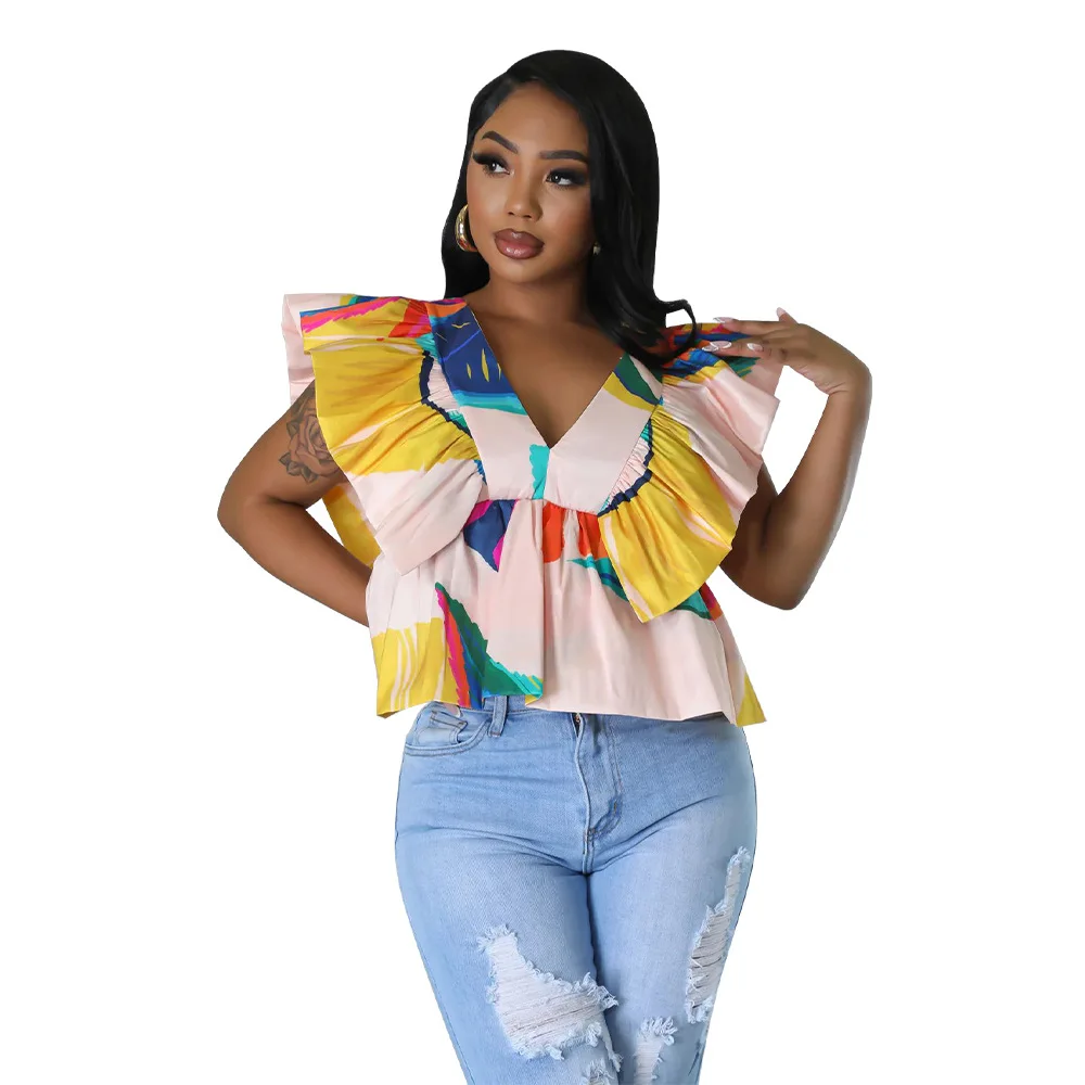 Dashiki African Tops Clothes Women Short Sleeve V Neck Ropa Mujer Summer New Print Ruffle Patchwork Africa Clothing Tops Shirts
Dashiki African Tops Clothes Women Short Sleeve V Neck Ropa Mujer Summer New Print Ruffle Patchwork Africa Clothing Tops Shirts