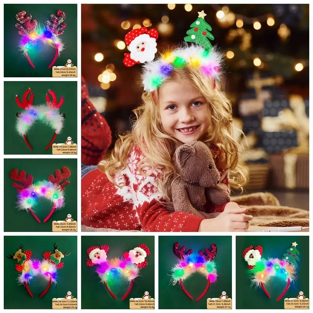 

Antlers LED Christmas Headband Colorful Headdress LED Light Christmas Headband Luminous Xmas Tree Xmas Tree Snowflake Hair Band