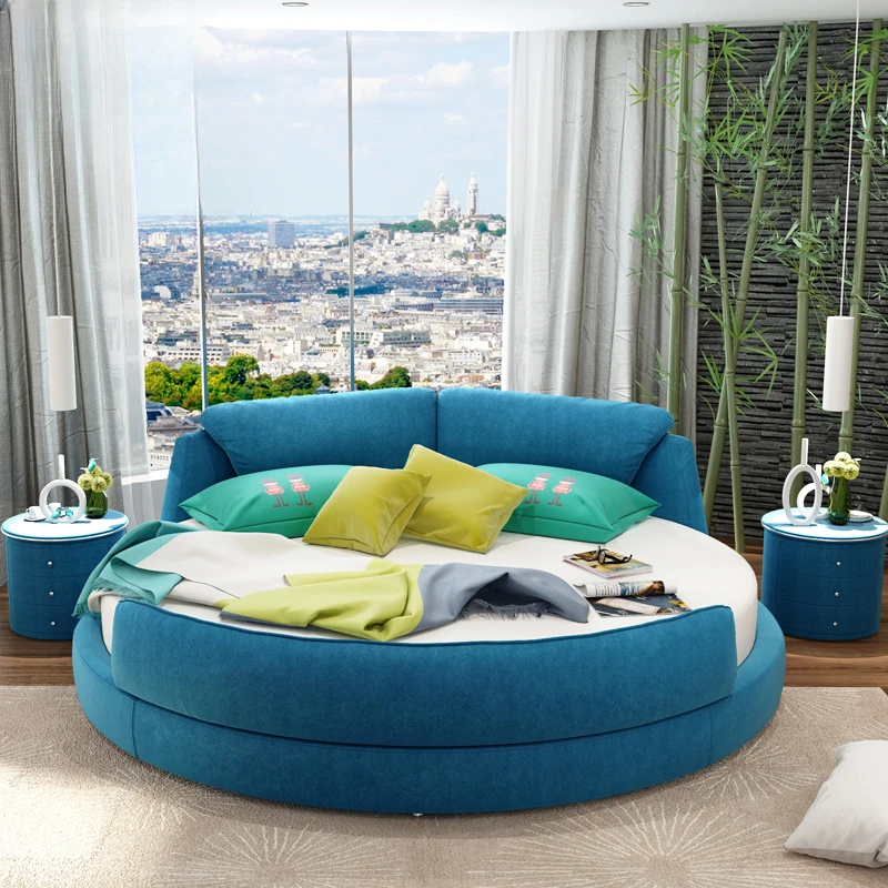 Большая круглая двуспальная кровать во французском Европейском стиле, спальный комплект принцессы 1,8 м², Современная Минималистичная детская тканевая Свадебная кровать для 
Большая круглая двуспальная кровать во французском Европейском стиле, спальный комплект принцессы 1,8 м², Современная Минималистичная детская тканевая Свадебная кровать для