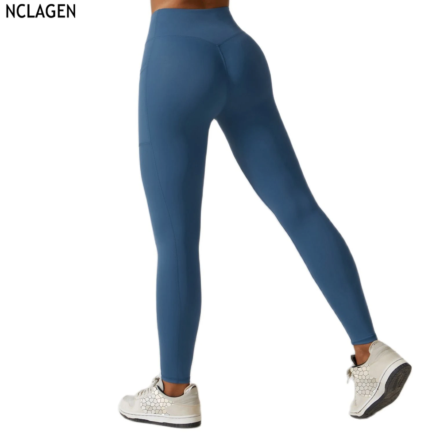 

NCLAGEN Fitness Women's Quick Dry Tight Running Pants Pocket High Waist Yoga Leggings Butt Lifting Gym Breathable Squat Proof