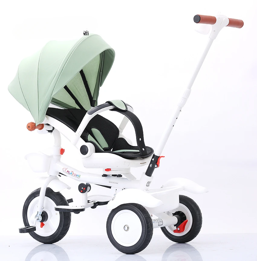 

WQL Kids Baby Trike Tricycle with Safety Guardrail Children Tricycle Baby Stroller 3 EVA Wheels Push Baby Tri