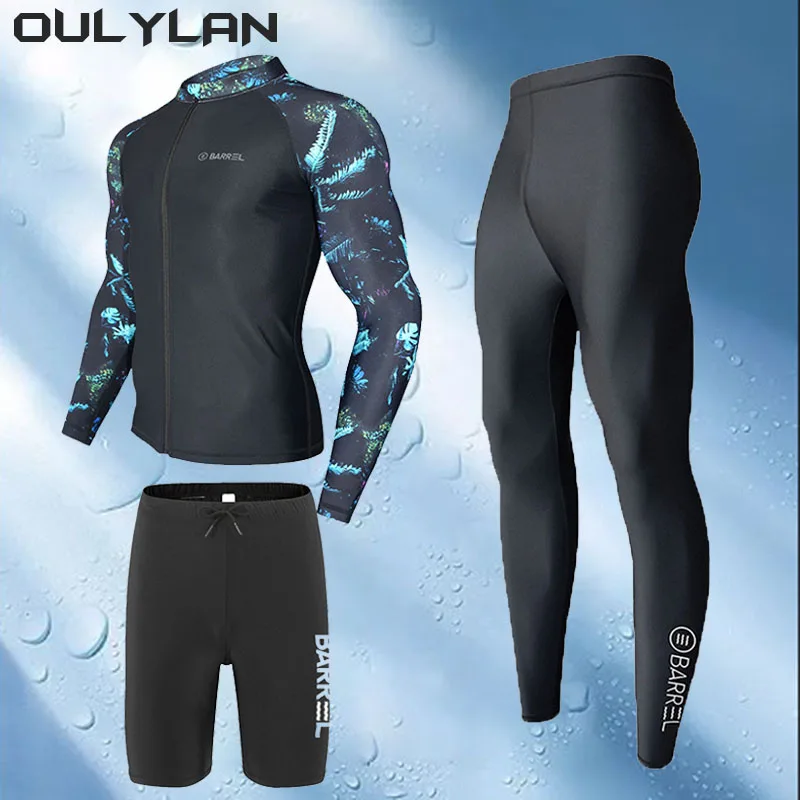 

Oulylan 2024 Two-Piece Swimsuit Men Surfing Swimming Suit Beach Diving Bath Suit Long Sleeve Rash Guards Swimwear Women