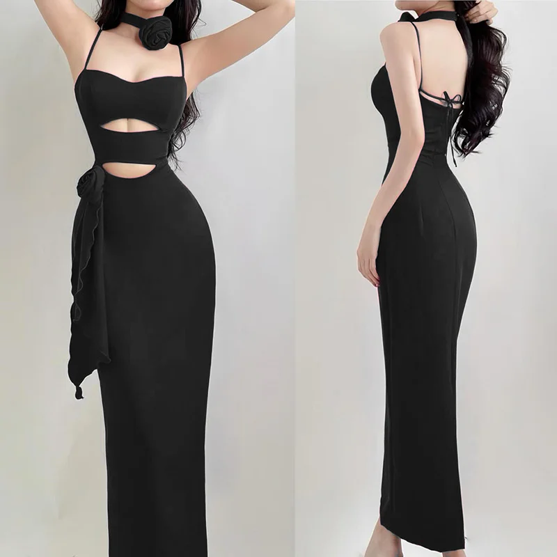Ladies Fashion Sexy Tie-up Dress Date Party Solid Color Sleeveless Sling Hollow Waist Romantic Dress
Ladies Fashion Sexy Tie-up Dress Date Party Solid Color Sleeveless Sling Hollow Waist Romantic Dress