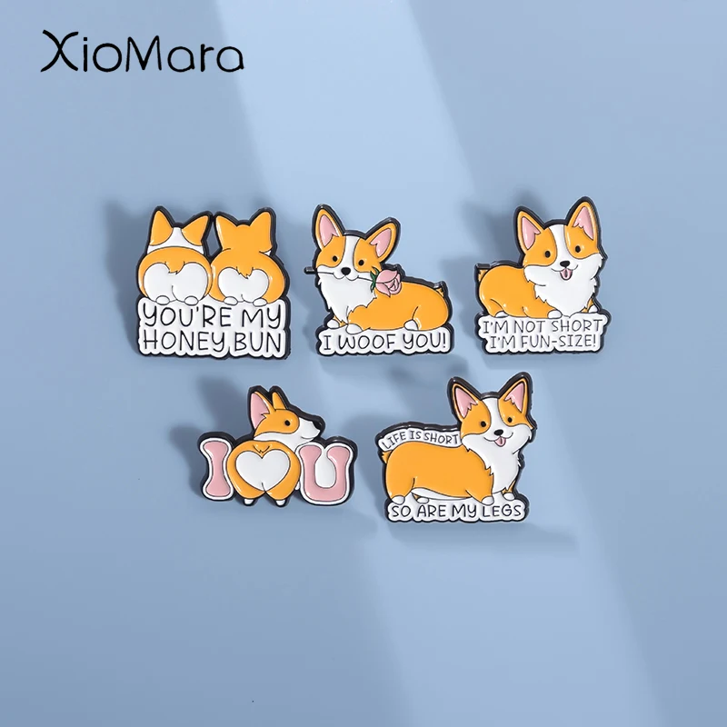 Cute Corgi Dog Enamel Pins Custom YOU'RE MY HONEY BUN Brooches Lapel Badges Cartoon Animal Jewelry Gift for Kids Friends 
Cute Corgi Dog Enamel Pins Custom YOU'RE MY HONEY BUN Brooches Lapel Badges Cartoon Animal Jewelry Gift for Kids Friends
