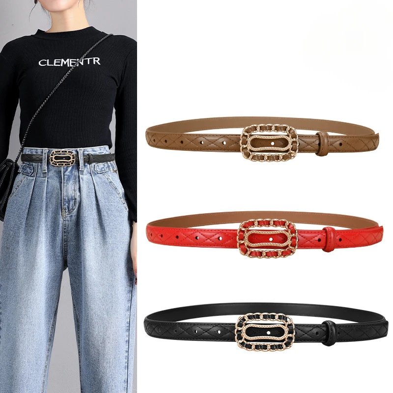 

2024 Belt women's decoration versatile genuine cowhide belt women's jeans needle buckle women's belt famous designer