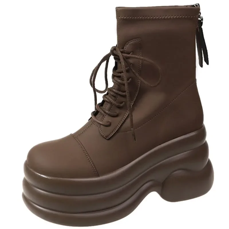 Winter Warm Brown Leather Ankle Boots Women Autumn High Platform Fur Shoes Woman 8.5CM Heels Chunky Motorcycle Booties Mujer
Winter Warm Brown Leather Ankle Boots Women Autumn High Platform Fur Shoes Woman 8.5CM Heels Chunky Motorcycle Booties Mujer