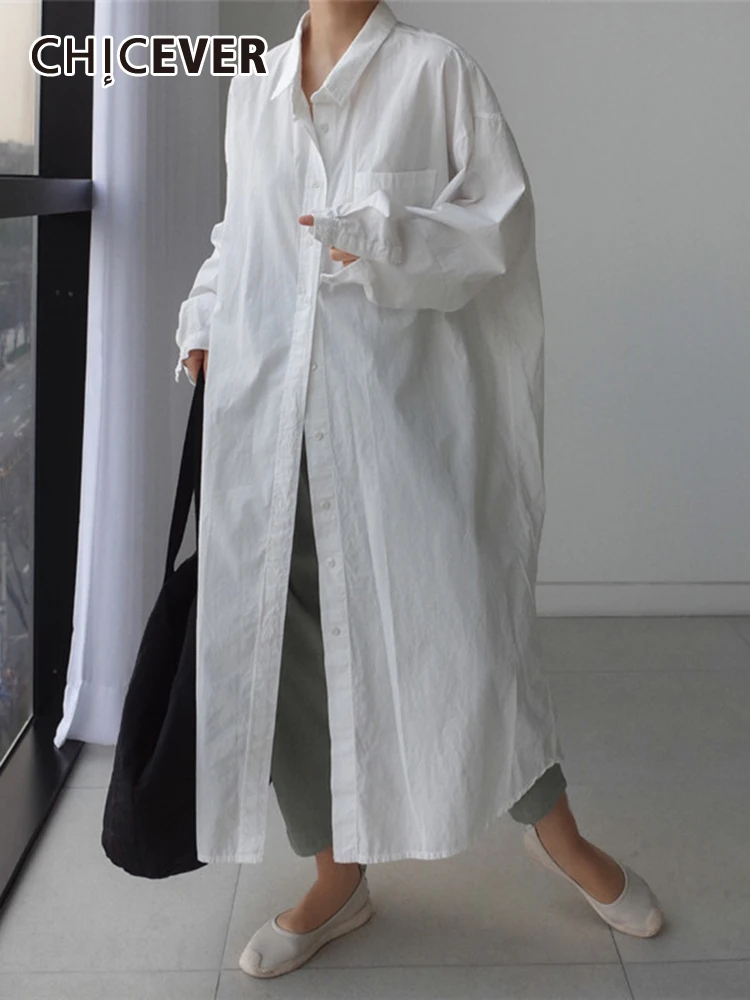CHICEVER Solid Oversize Shirts For Women Lapel Long Sleeve Single Breasted Folds Straight Casual Long Blouse Female Spring New
CHICEVER Solid Oversize Shirts For Women Lapel Long Sleeve Single Breasted Folds Straight Casual Long Blouse Female Spring New