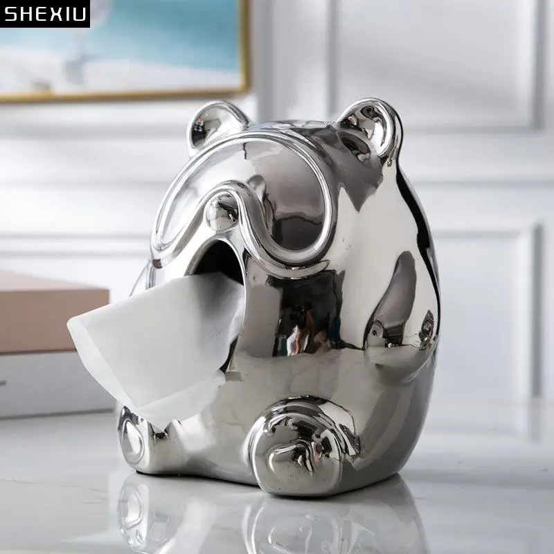 Abstract Bear Ceramic Tissue Box Silver Bear Decorative Paper Towel Case Coffee Table Desktop Tissue Boxes Modern Home Decor
Abstract Bear Ceramic Tissue Box Silver Bear Decorative Paper Towel Case Coffee Table Desktop Tissue Boxes Modern Home Decor