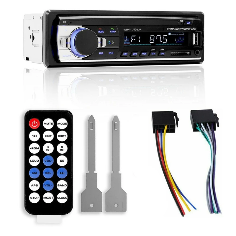 

12V 1 DIN Bluetooth Car Stereo Audio In-Dash Handsfree FM Aux Input Receiver With Remote Control