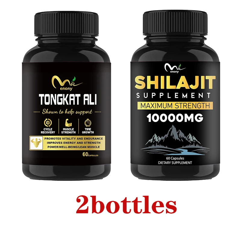 

1 бутылка Tongkat Ali и 1 бутылка органических капсул Shilajit фульвовая кислота, Tongkat Ali добавки для здоровья, энергии и выносливости