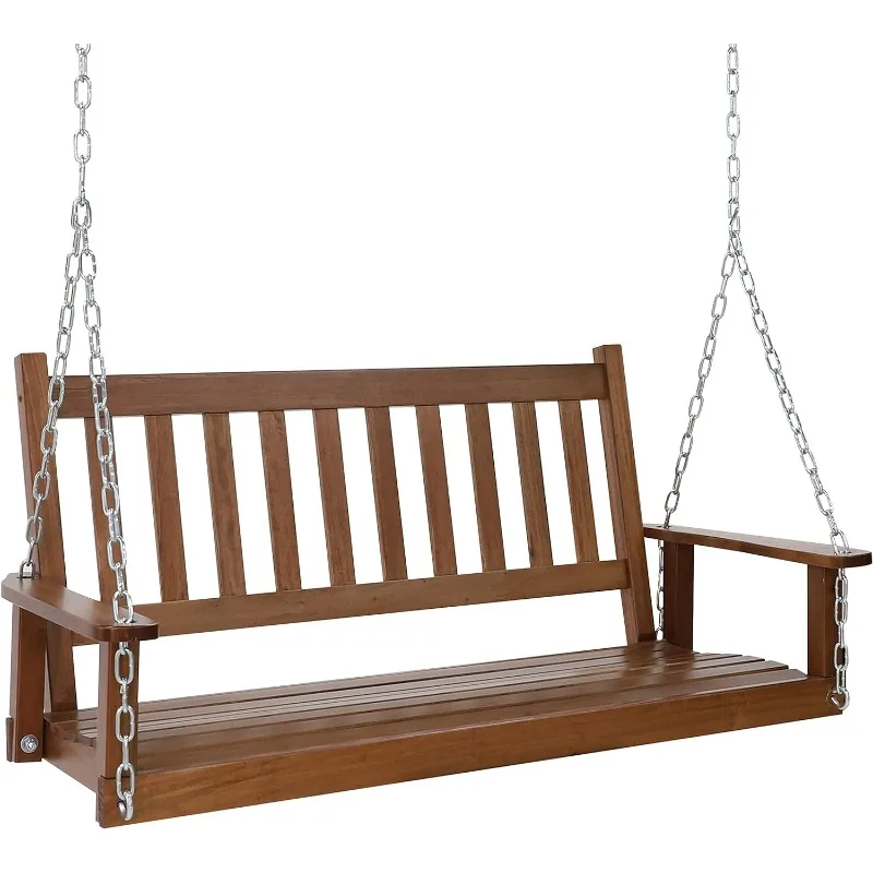 Outdoor Patio Hanging Wooden Porch Swing 4FT with Chains, 2-Person Heavy Duty Swing Bench for Garden and Backyard
Outdoor Patio Hanging Wooden Porch Swing 4FT with Chains, 2-Person Heavy Duty Swing Bench for Garden and Backyard