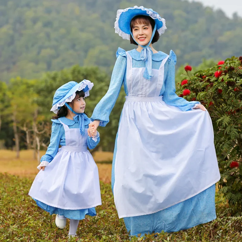Children Mother Waitress Uniform Pastoral Style French Maid Blue Dress Cosplay Costume Spring Maidservant Kids Family Outfits
Children Mother Waitress Uniform Pastoral Style French Maid Blue Dress Cosplay Costume Spring Maidservant Kids Family Outfits