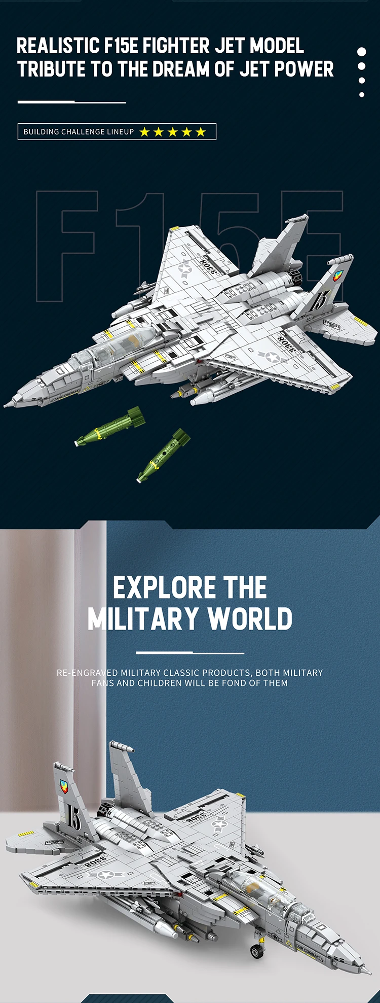 2216PCS Military F-15 Strike Eagle Fighter Building Blocks Cruise Air Force Bomber Model Bricks Collect New Year Gifts Kids Toys 2216PCS Military F-15 Strike Eagle Fighter Building Blocks Cruise Air Force Bomber Model Bricks Collect New Year Gifts Kids Toys