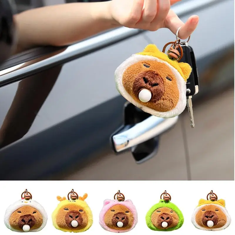 

Capybara Plush Car Pendant Alloy Multifunctional Automotive Pinch Keychain High-Elastic Figurine Ornament For Cars Accessories