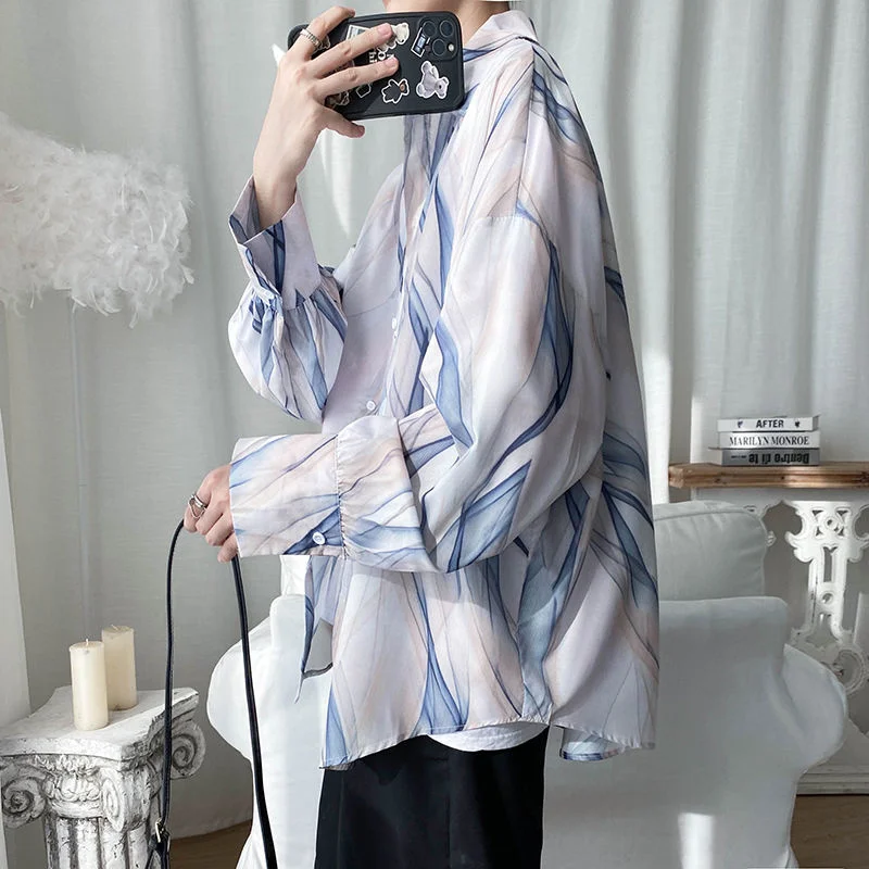 Ink Printed Shirts for Men Casual Long-sleeved Lapel Top All-match Loose Coat Basic Oversize Shirt Spring Autumn Men's Clothing
Ink Printed Shirts for Men Casual Long-sleeved Lapel Top All-match Loose Coat Basic Oversize Shirt Spring Autumn Men's Clothing