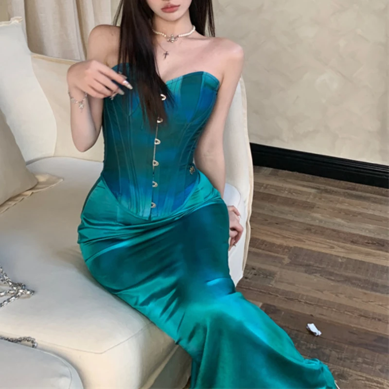 Винтажный корейский Ретро-костюм в стиле High Street из атласной ткани, Топ без бретелек и юбка-годе, комплект из 2 предметов, Y2k
Винтажный корейский Ретро-костюм в стиле High Street из атласной ткани, Топ без бретелек и юбка-годе, комплект из 2 предметов, Y2k