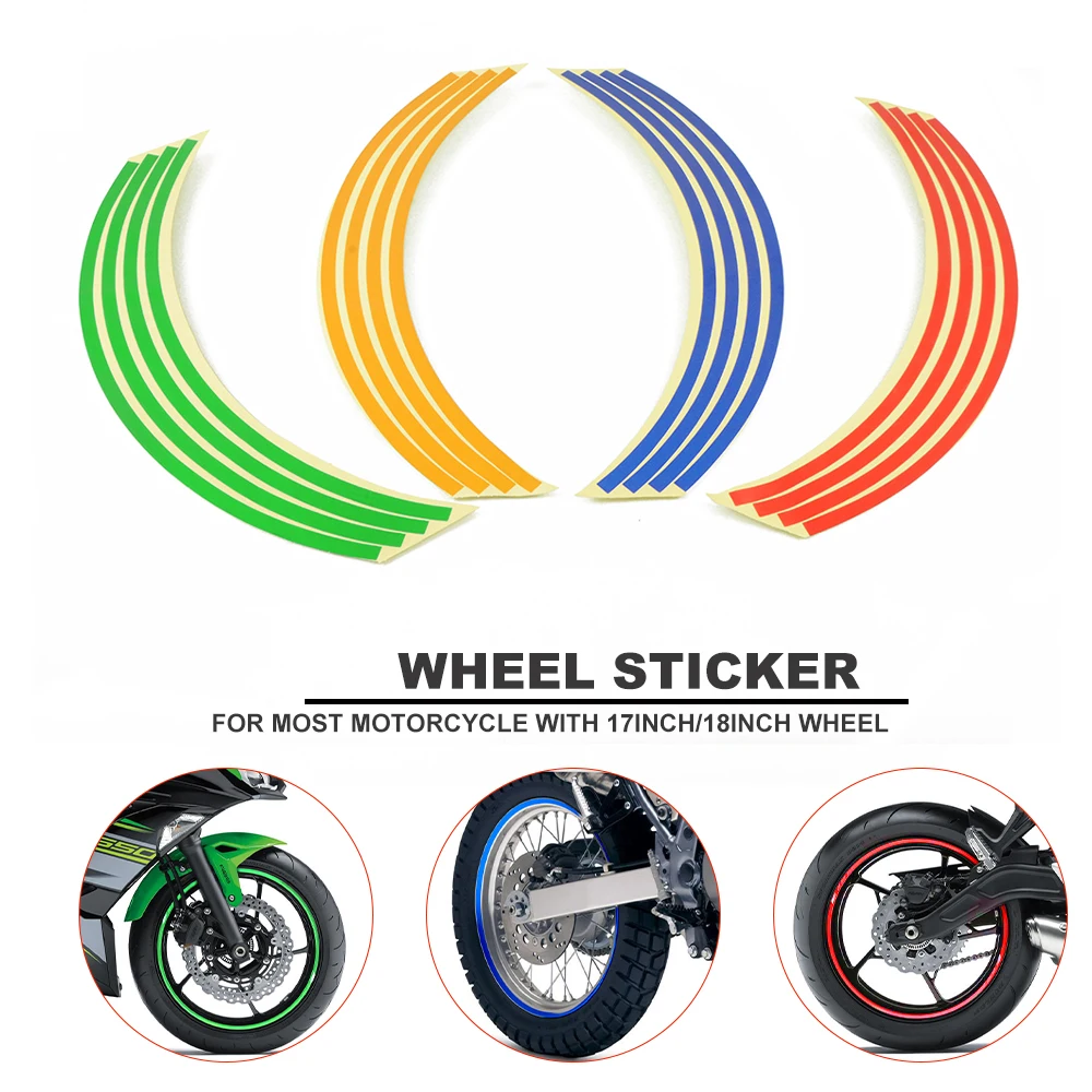 

16 PCS 17 18 Inch Wheel Sticker Motorcycle Reflective Decals Rim Tape Strip For Suzuki Bandit 650S GSF1200 1500 650 GSR 600 750