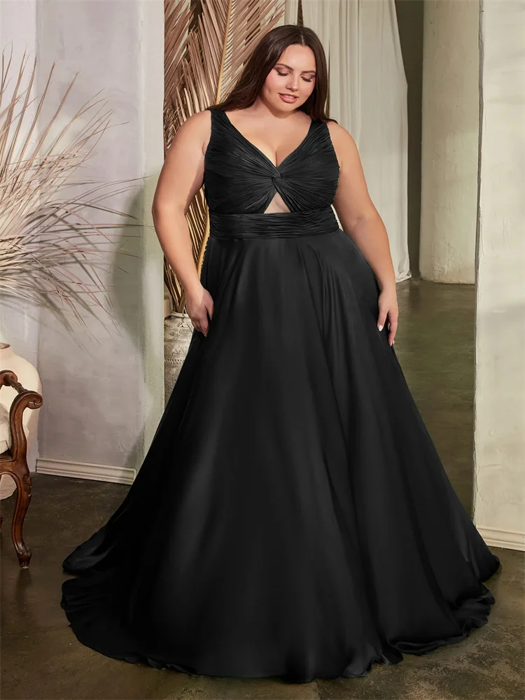 

Hot Selling Plus Size Sweetheart Neckline Satin Bridesmaid Dress Elegant Open Back Zipper Sweep Train Gowns For Wedding Guests