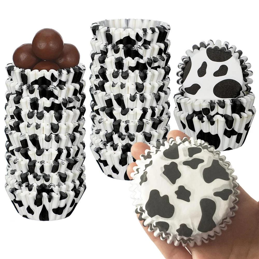

100Pcs/set Cow Animal Paper Muffin Cupcake Liners case Birthday Baking Cups Holders Cupcake Liner Chocolate Wrappers Candy Paper