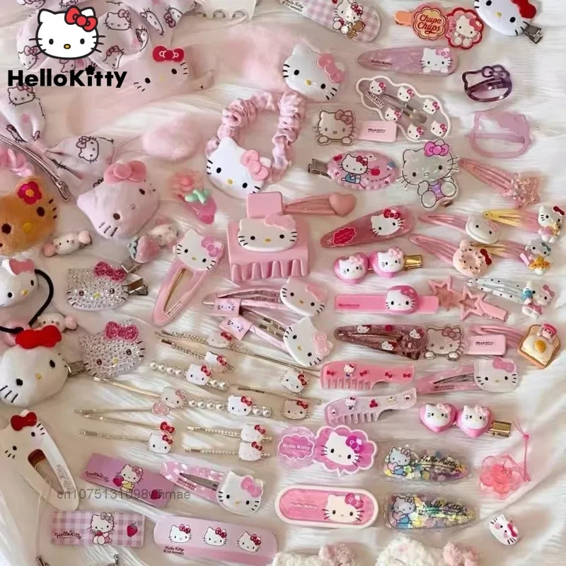 

19 Pcs Random Hair Clip Set for Girls Hello Kitty Sanrio Y2k Cute Cartoon Pincess Hairpins And Hairbands Barrettes Accessories