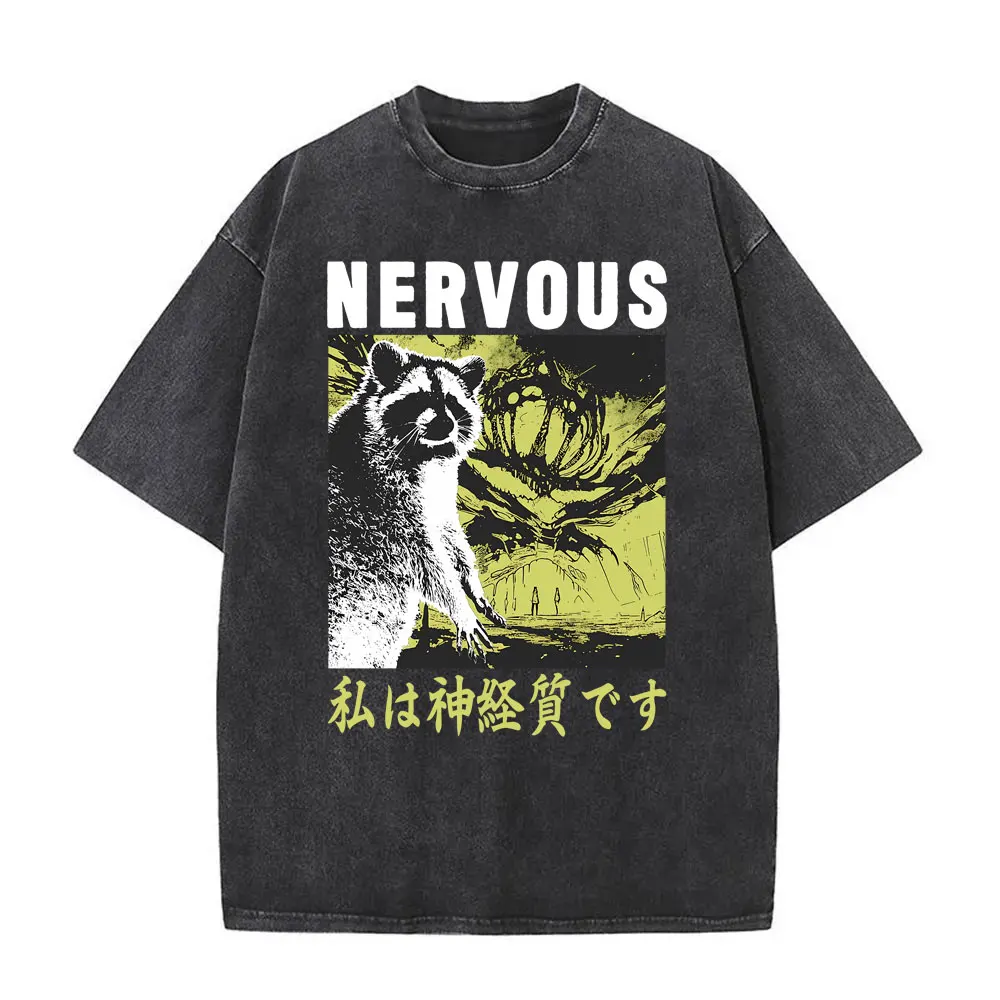 Washed Vintage Nervous Funny Japanese Raccoon Graphic T-shirt Male High Quality T Shirts Men Women Casual Loose Oversized Tees
Washed Vintage Nervous Funny Japanese Raccoon Graphic T-shirt Male High Quality T Shirts Men Women Casual Loose Oversized Tees