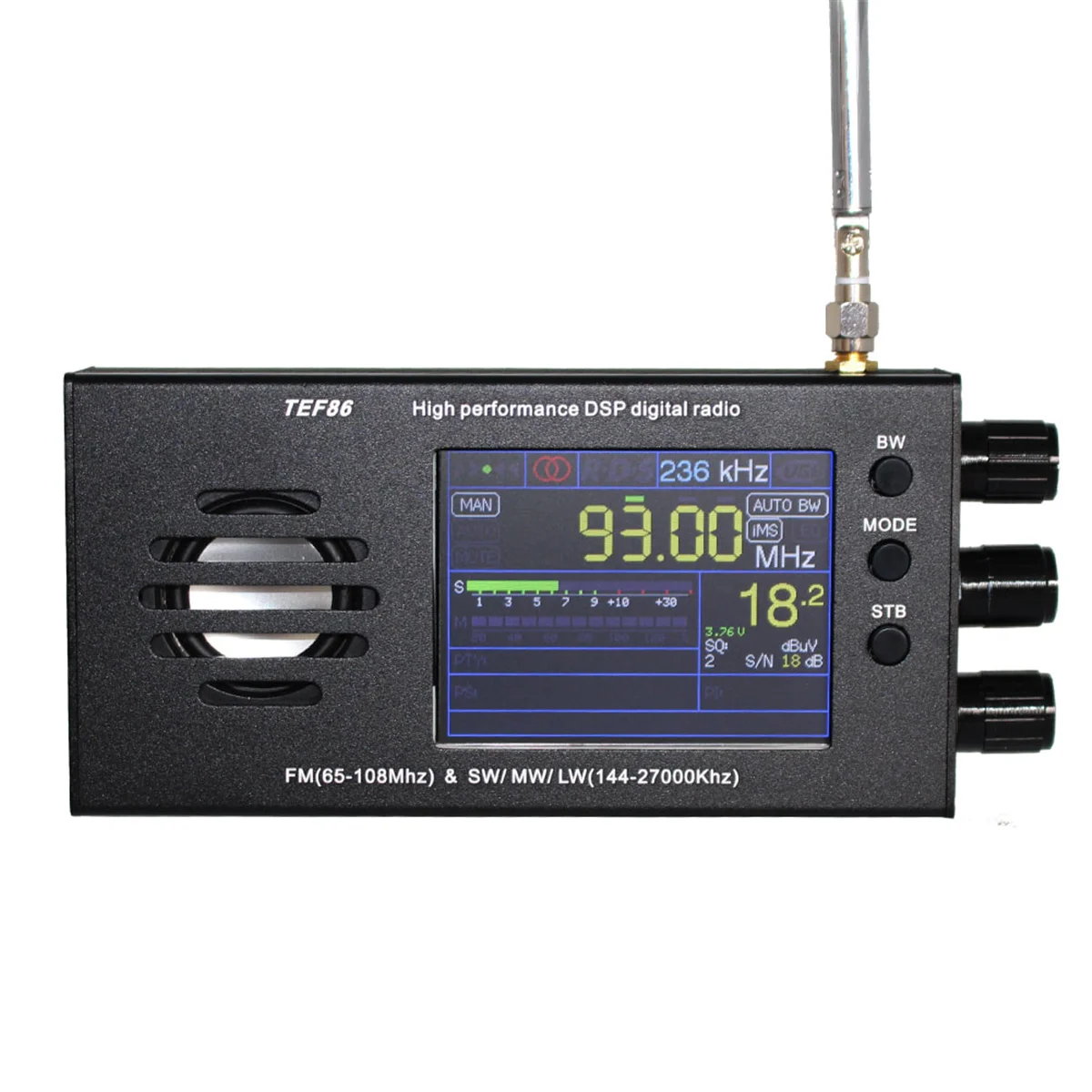 3.2 Inch LCD Screen TEF6686 DSP Digital Radio Receiver FM(65-108Mhz)&SW/MW/LW(144-27000Khz) with Battery
3.2 Inch LCD Screen TEF6686 DSP Digital Radio Receiver FM(65-108Mhz)&SW/MW/LW(144-27000Khz) with Battery