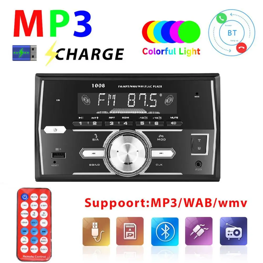 Автомобильный MP3-плеер с Bluetooth, автомагнитола с поддержкой Hands Free, с USB-интерфейсом, Fm-радио, Aux
Автомобильный MP3-плеер с Bluetooth, автомагнитола с поддержкой Hands Free, с USB-интерфейсом, Fm-радио, Aux