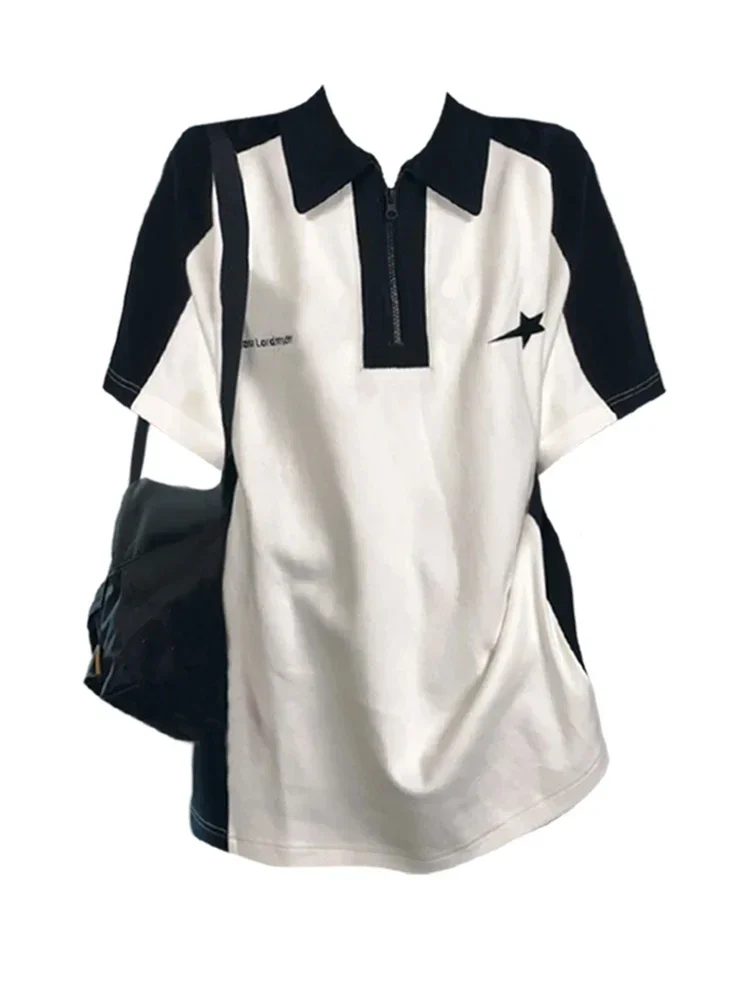 Preppy Style Summer Chic Vintage T-Shirt, Korean Y2k Casual Tees, Fashion Tie Dye Short Sleeve Polo Collar Top
Preppy Style Summer Chic Vintage T-Shirt, Korean Y2k Casual Tees, Fashion Tie Dye Short Sleeve Polo Collar Top