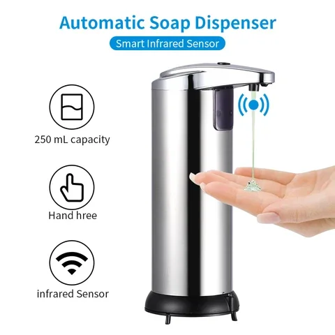 

Automatic Touchless Gel Dispenser 250ML Hand Induction With IR Sensor Stainless Steel Container