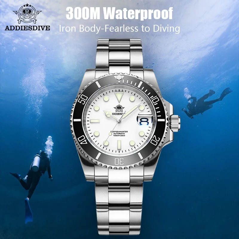 

Addies Dive New Quartz Watch 316L Stainless Steel Blue luminous 30Bar часы мужские наручные Waterproof reloj hombre Men Watches
