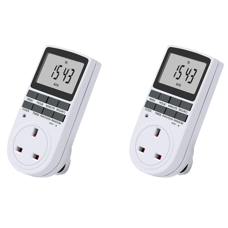 2X Uk Plug Digital Timer Plug Socket, Electrical Programmable Plug In Timer Switch For Light, B And More
2X Uk Plug Digital Timer Plug Socket, Electrical Programmable Plug In Timer Switch For Light, B And More