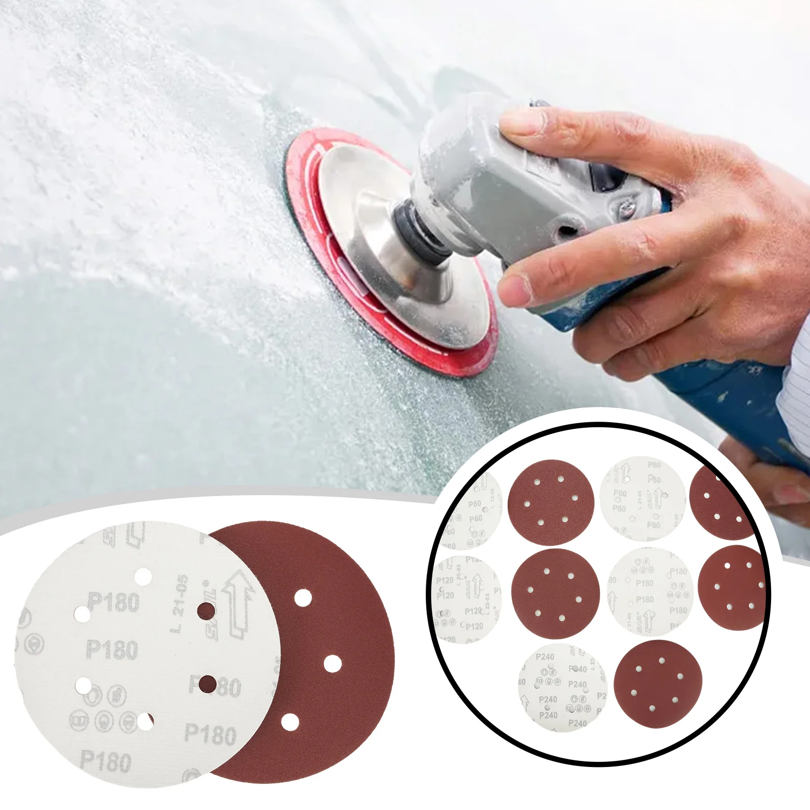 50pcs 6Inch 150mm Round Sandpaper 6 Hole Disk Sand Sheets 60/80/120/180/240Grit Hook And Loop Sanding Disc Abrasives For Polish
50pcs 6Inch 150mm Round Sandpaper 6 Hole Disk Sand Sheets 60/80/120/180/240Grit Hook And Loop Sanding Disc Abrasives For Polish