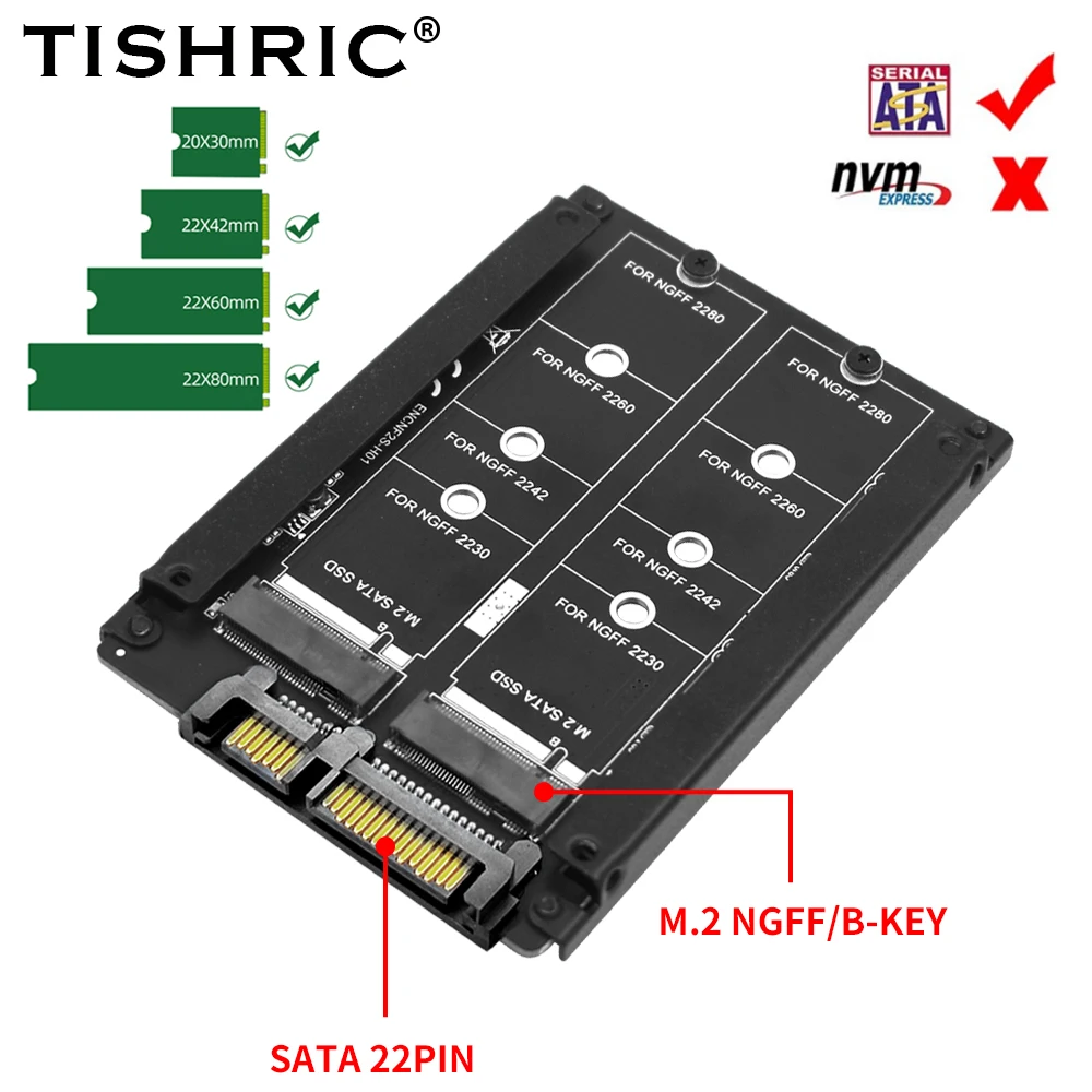 TISHRIC Double Port M.2 to SATA 22PIN Adapter Card With M.2 NGFF SATA B-key Hard Disk Interface Support 2230-2280 Protocol
TISHRIC Double Port M.2 to SATA 22PIN Adapter Card With M.2 NGFF SATA B-key Hard Disk Interface Support 2230-2280 Protocol