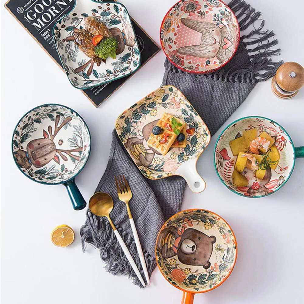Tableware Ceramic Bowl Kitchen Accessories Handle bowl Ramen Bowl Pasta Dish Japanese Bowl Salad Bowl Big-ear plate Hand-painted
Tableware Ceramic Bowl Kitchen Accessories Handle bowl Ramen Bowl Pasta Dish Japanese Bowl Salad Bowl Big-ear plate Hand-painted