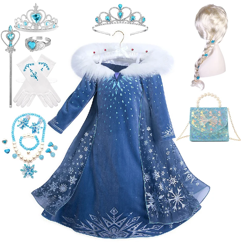

Бархатное платье принцессы Эльзы для Хэллоуина для девочек, бальное платье для детей, Рождественский карнавал, маскарадный костюм для косплея