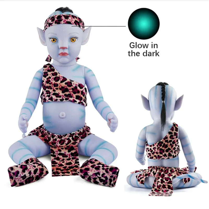 

50cm Rebirth Avatar 2 Doll Glow-in-the-dark Movie Same Characters Doll Eyes Close Open Soft Porcelain Baby Toy Boys And Girls