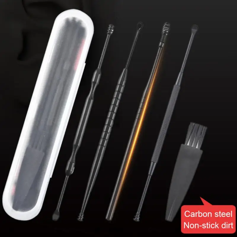 

5/6Pcs/set Ear Wax Pickers Stainless Steel Earpick Wax Remover Piercing Kit Earwax Curette Spoon Care Ear Clean Tool Easy Carry