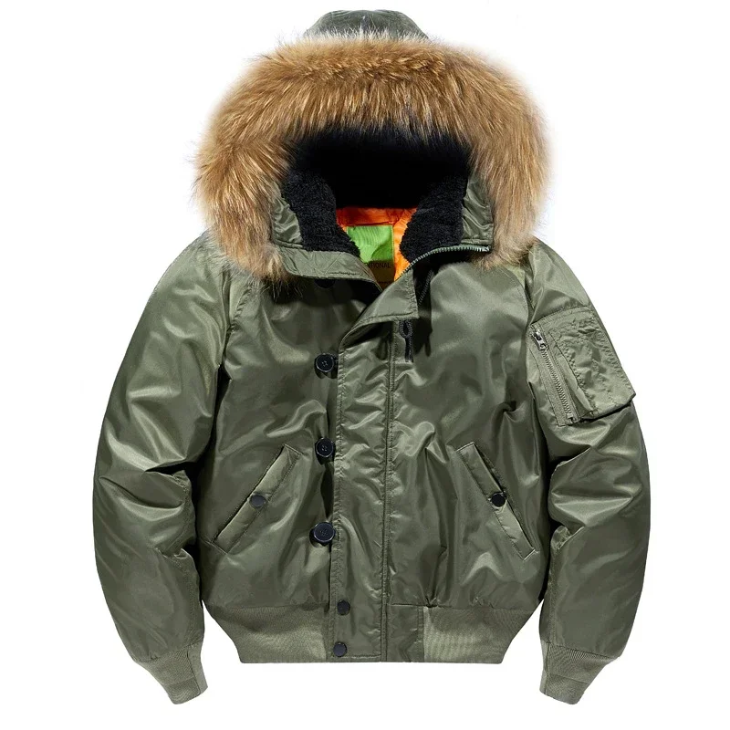 

Men Green Streetwear Quilted Coat Plus Size XXL Boys Cotton Winter Outerwear Detachable Faux Fur Collar Short Jacket Oversize